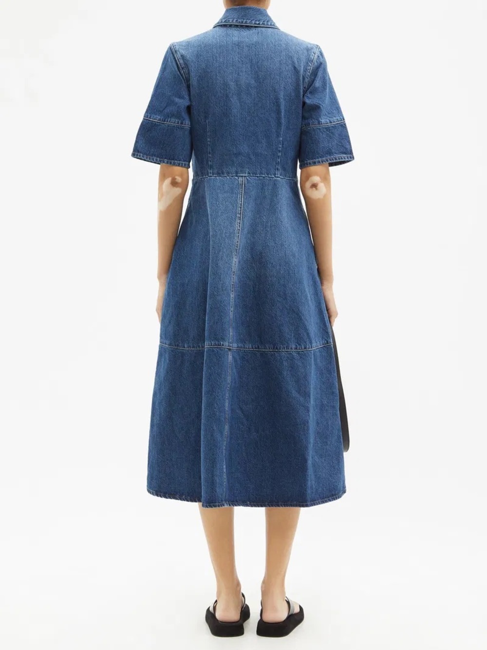 CO Blue Denim Button-Front Midi Dress - Picture 3 of 9